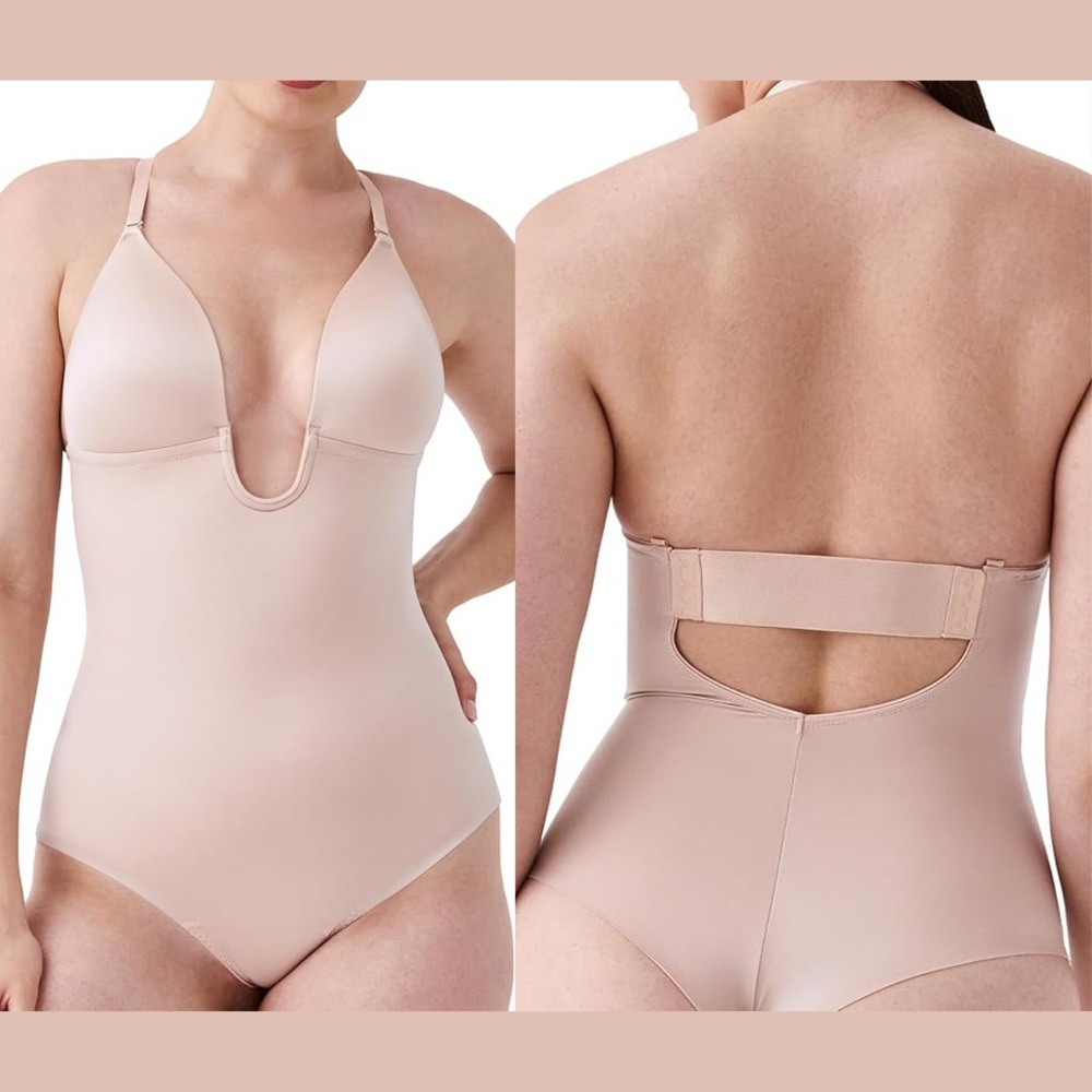 NEW $148 Spanx [ Small ]‎ Suit Your Fancy Cupped Thong Bodysuit Nude #U1654